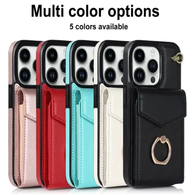 Funda de teléfono de piel sintética de lujo con soporte para anillo, bolso cruzado, para iPhone 6, 6S, 7, 7S, 8 Plus, X, XR, XS Max, 11, 12, 13, 14, Mini PRO Max